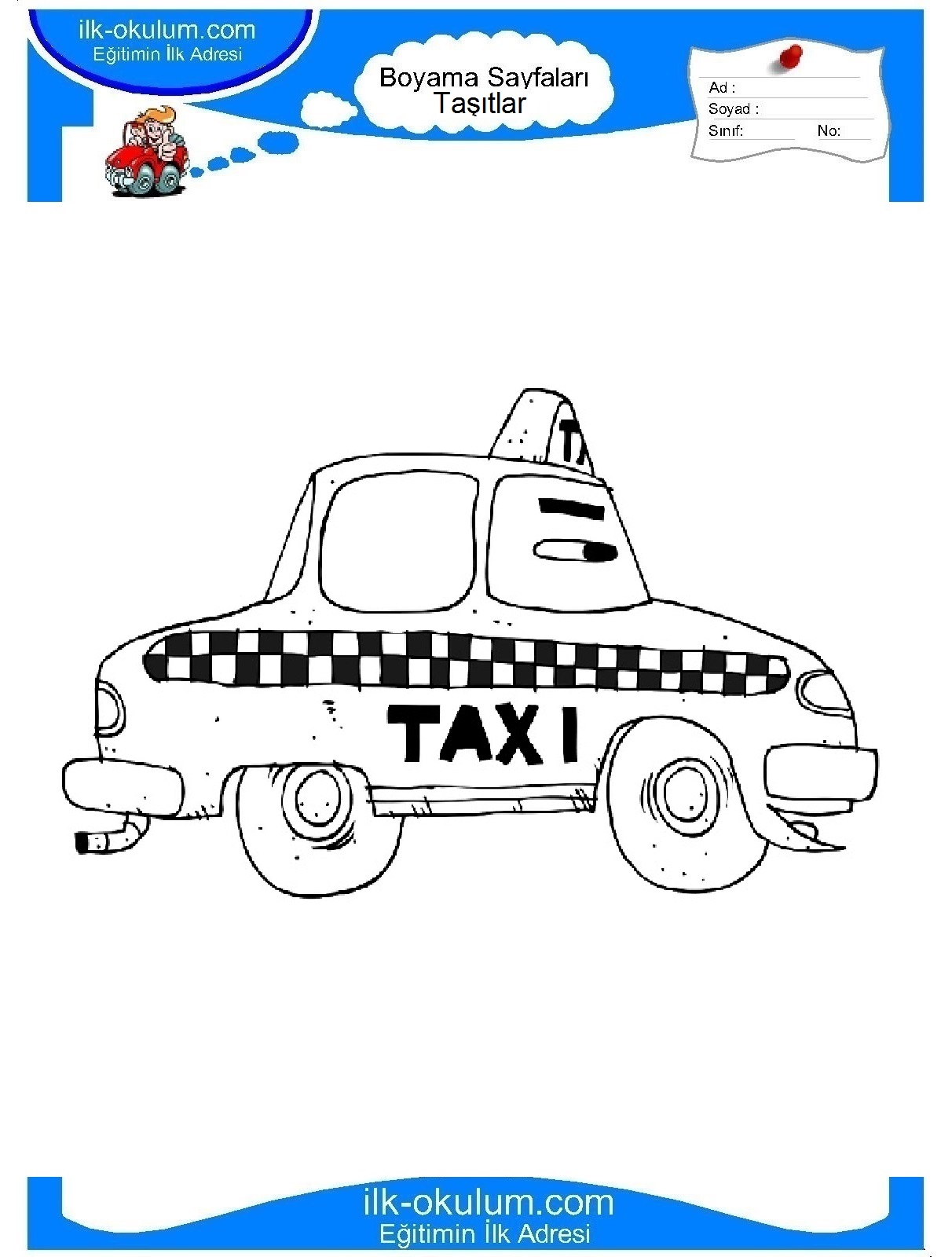 Раскраска такси